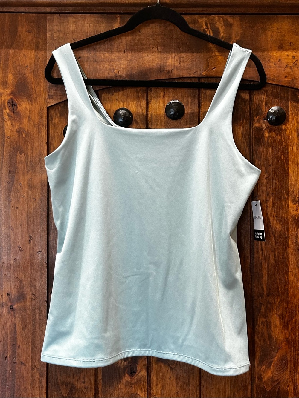 Nine West Classic Square Neck Tank Top in Light Sage, Size XL